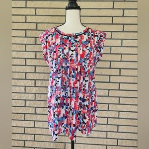 Motherhood Maternity Blouse | Pink and Blue Floral Print Top Size Medium